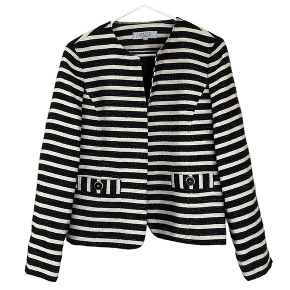 Kasper separates navy blue & white nautical striped blazer - Picture 1 of 7